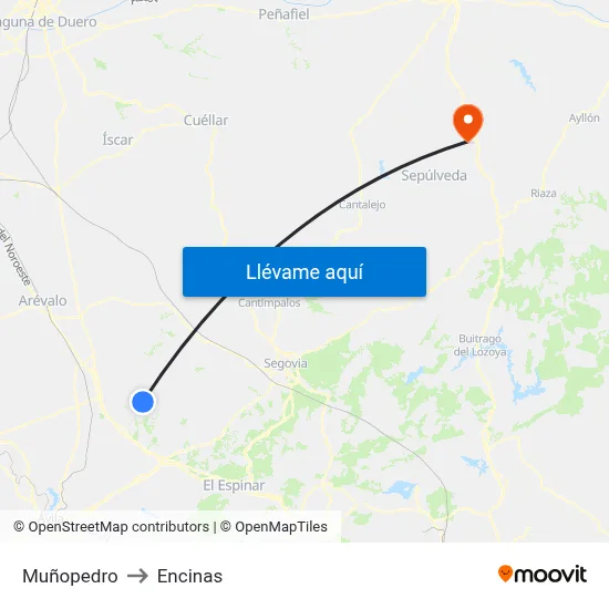 Muñopedro to Encinas map
