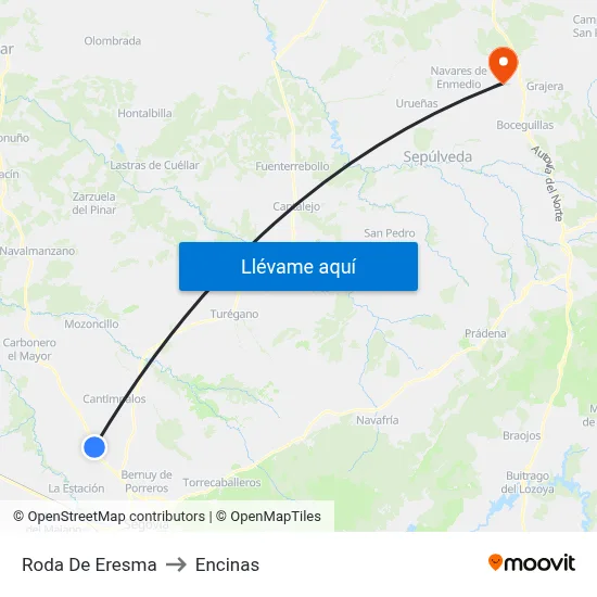 Roda De Eresma to Encinas map