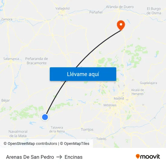 Arenas De San Pedro to Encinas map