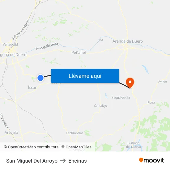 San Miguel Del Arroyo to Encinas map