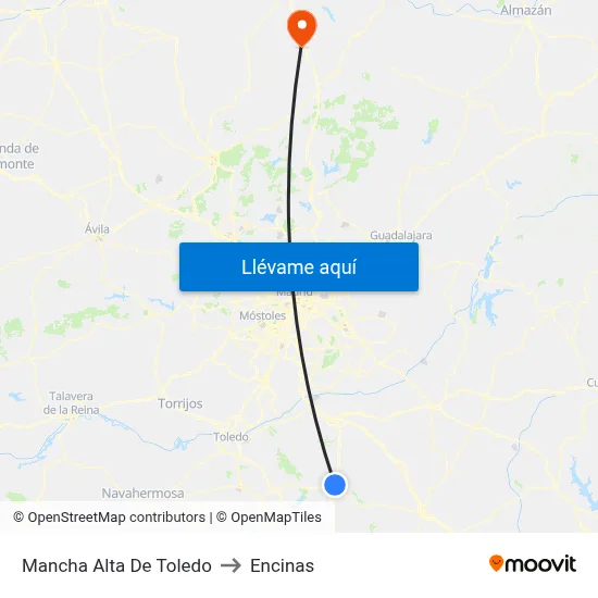 Mancha Alta De Toledo to Encinas map