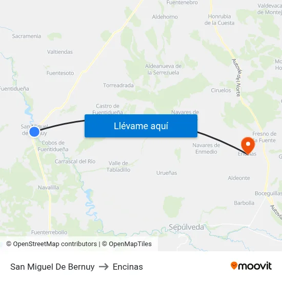 San Miguel De Bernuy to Encinas map