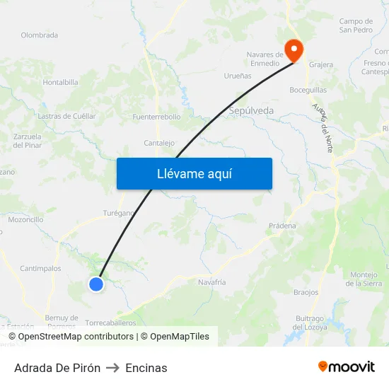 Adrada De Pirón to Encinas map