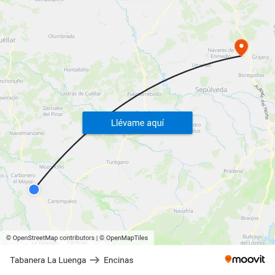 Tabanera La Luenga to Encinas map