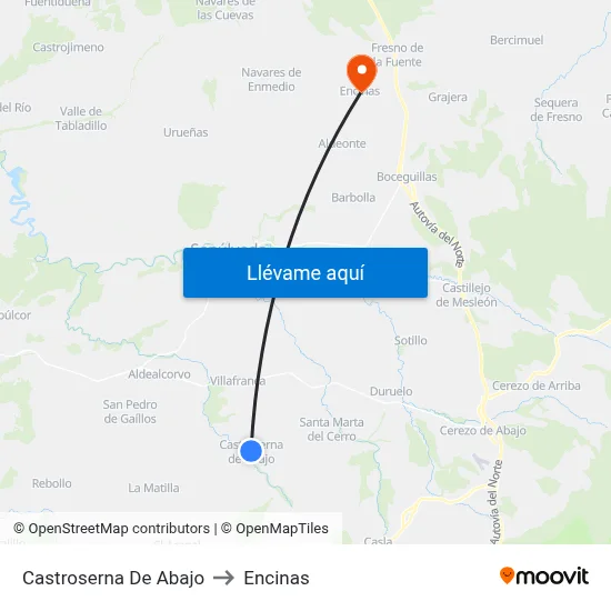 Castroserna De Abajo to Encinas map