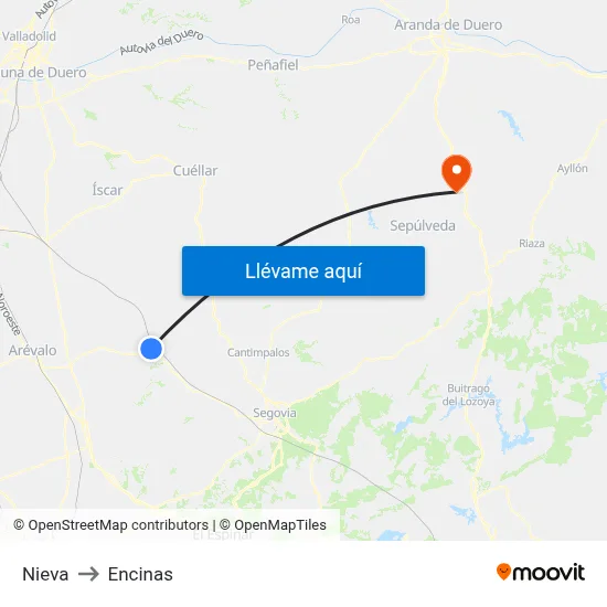 Nieva to Encinas map