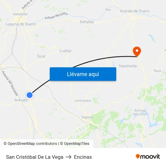 San Cristóbal De La Vega to Encinas map