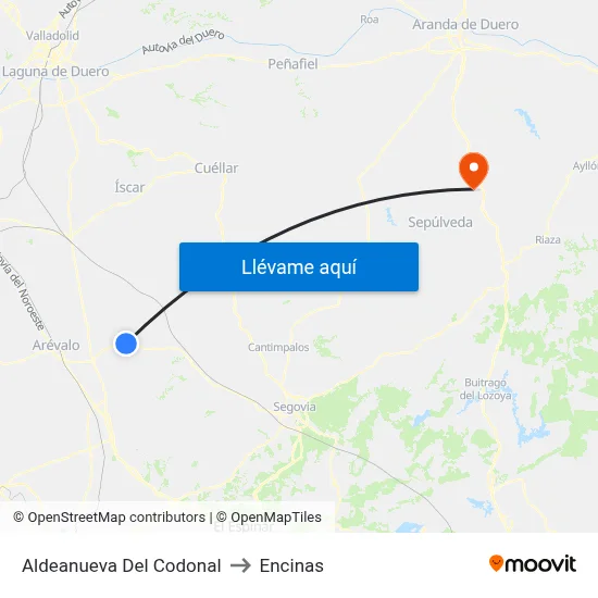 Aldeanueva Del Codonal to Encinas map