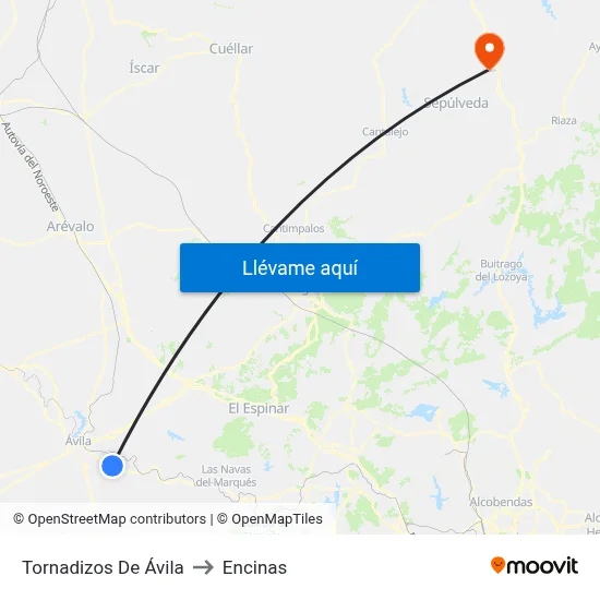 Tornadizos De Ávila to Encinas map