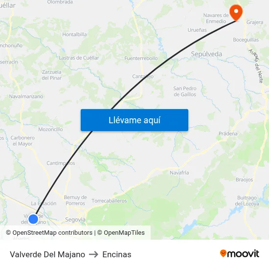 Valverde Del Majano to Encinas map