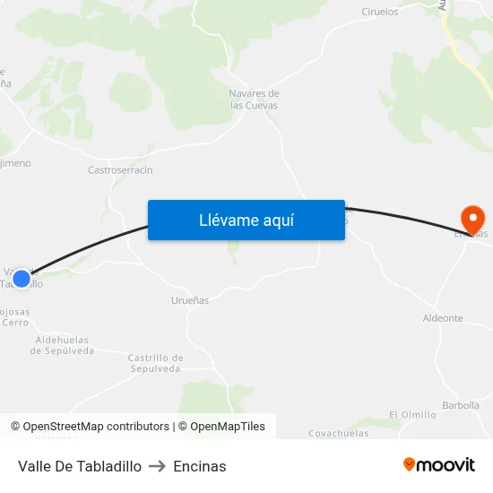 Valle De Tabladillo to Encinas map