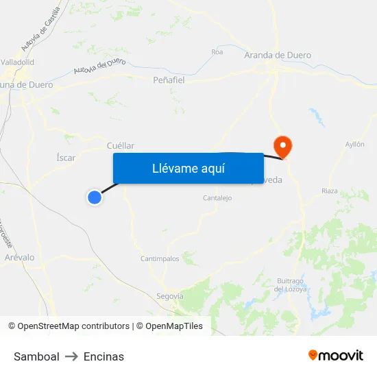 Samboal to Encinas map