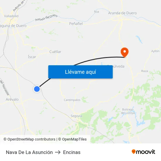 Nava De La Asunción to Encinas map