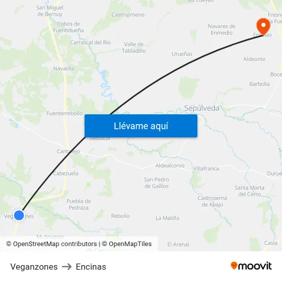 Veganzones to Encinas map