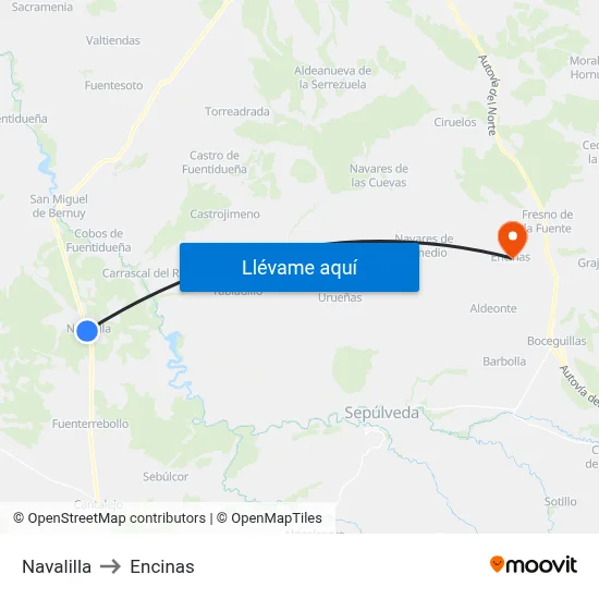 Navalilla to Encinas map