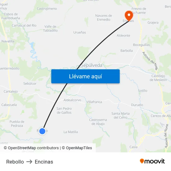 Rebollo to Encinas map