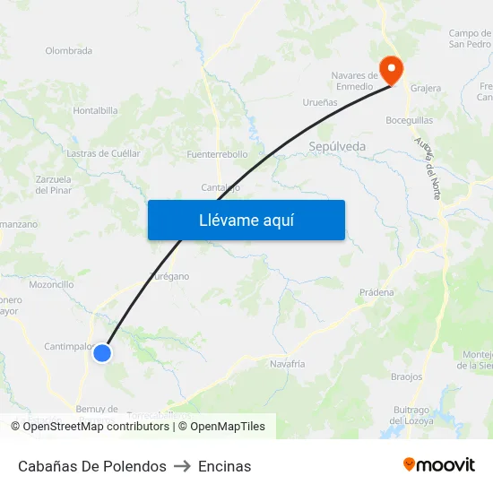 Cabañas De Polendos to Encinas map