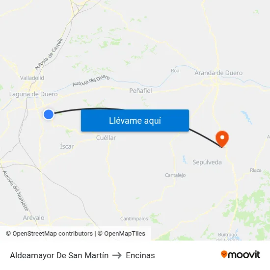 Aldeamayor De San Martín to Encinas map