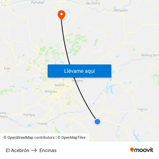 El Acebrón to Encinas map