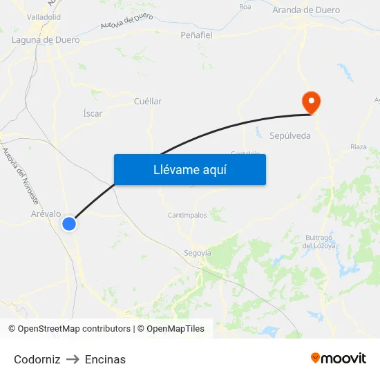 Codorniz to Encinas map