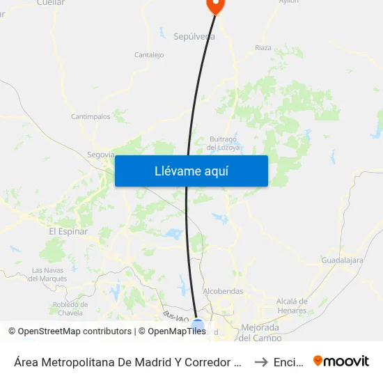 Área Metropolitana De Madrid Y Corredor Del Henares to Encinas map