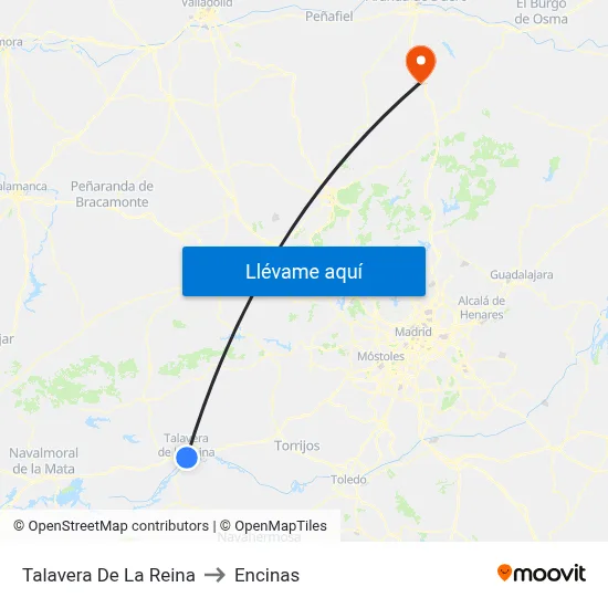 Talavera De La Reina to Encinas map