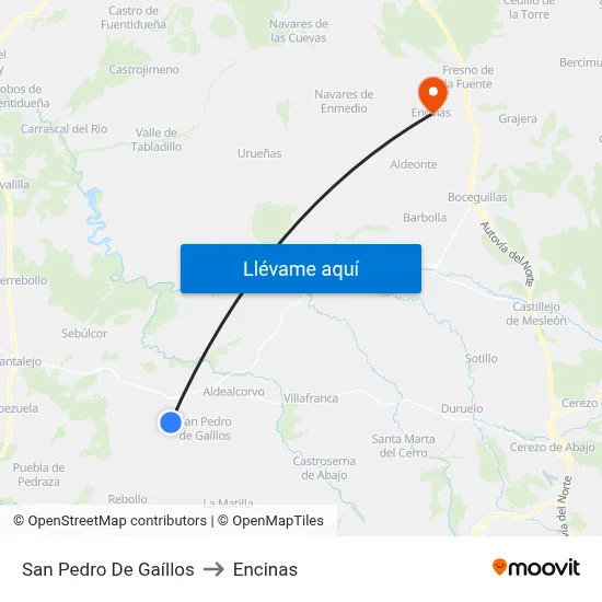 San Pedro De Gaíllos to Encinas map