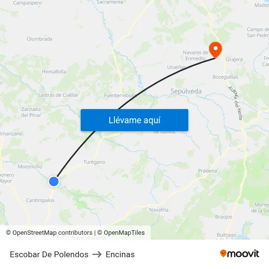 Escobar De Polendos to Encinas map