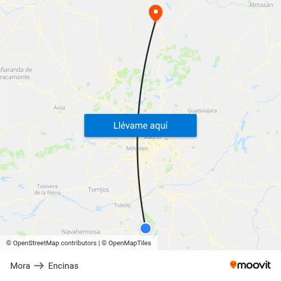 Mora to Encinas map