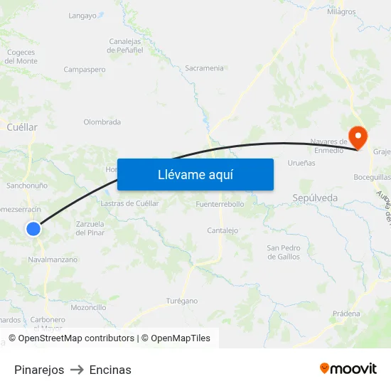 Pinarejos to Encinas map