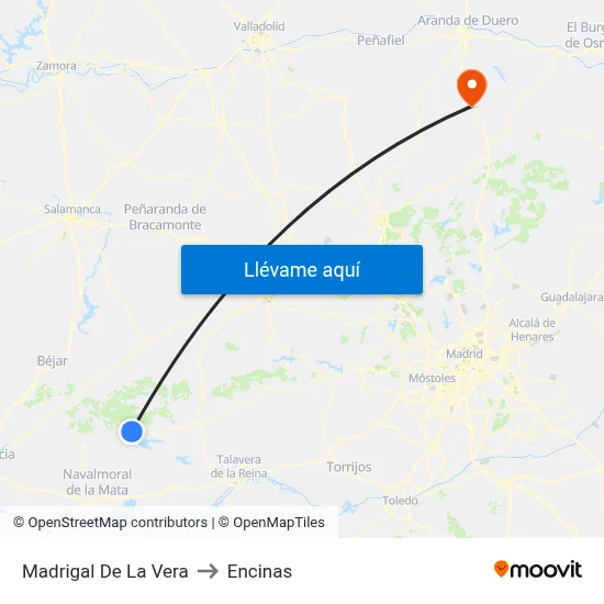Madrigal De La Vera to Encinas map