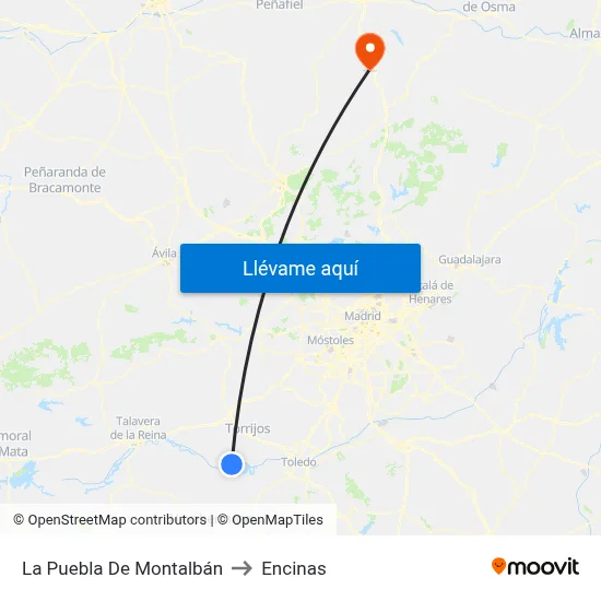 La Puebla De Montalbán to Encinas map