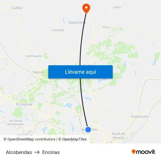 Alcobendas to Encinas map