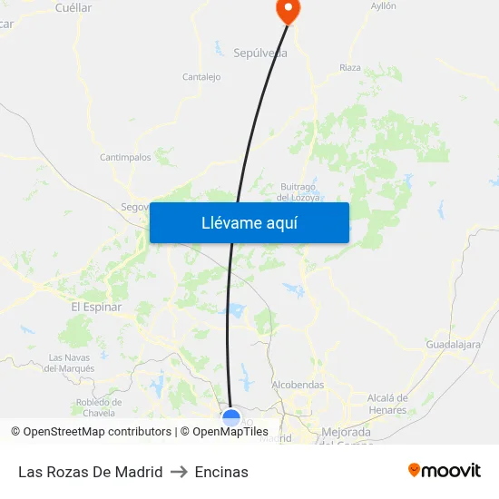Las Rozas De Madrid to Encinas map
