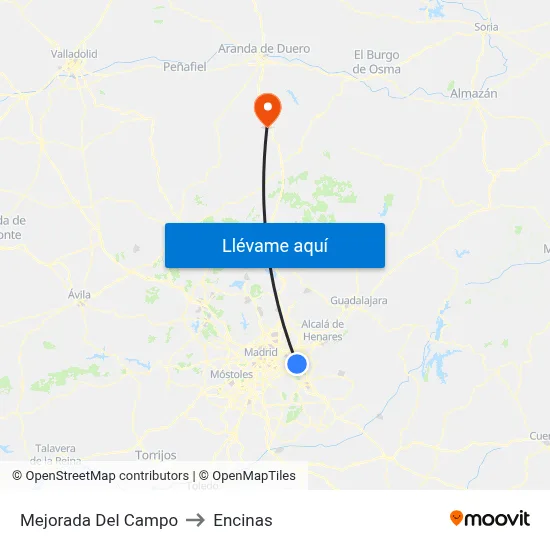 Mejorada Del Campo to Encinas map
