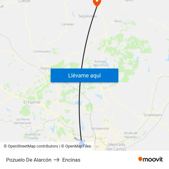 Pozuelo De Alarcón to Encinas map