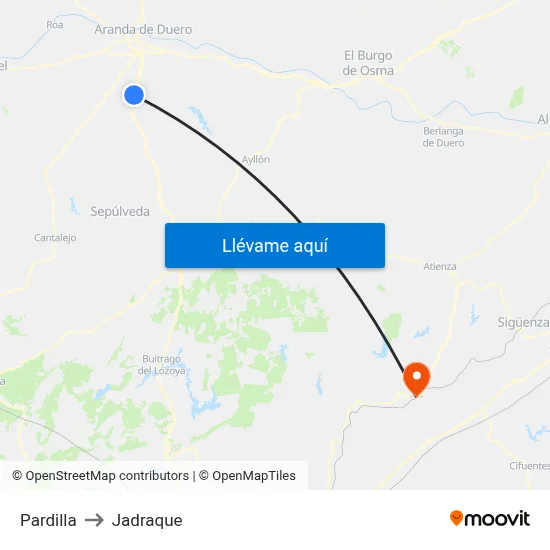 Pardilla to Jadraque map