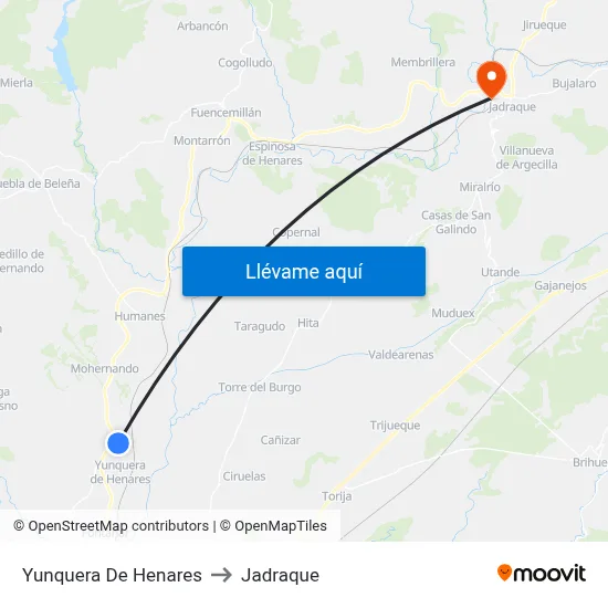 Yunquera De Henares to Jadraque map