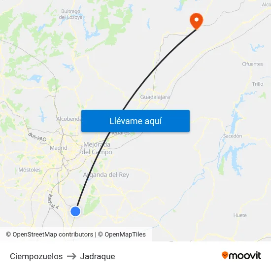 Ciempozuelos to Jadraque map