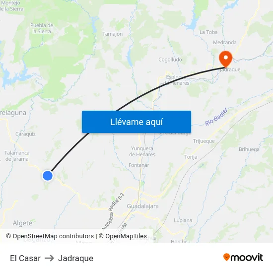 El Casar to Jadraque map