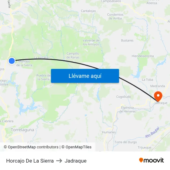 Horcajo De La Sierra to Jadraque map