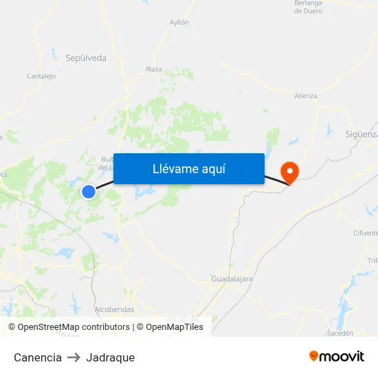 Canencia to Jadraque map