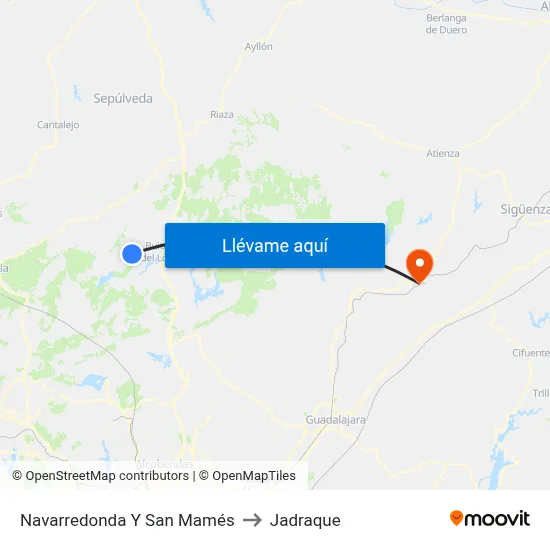 Navarredonda Y San Mamés to Jadraque map