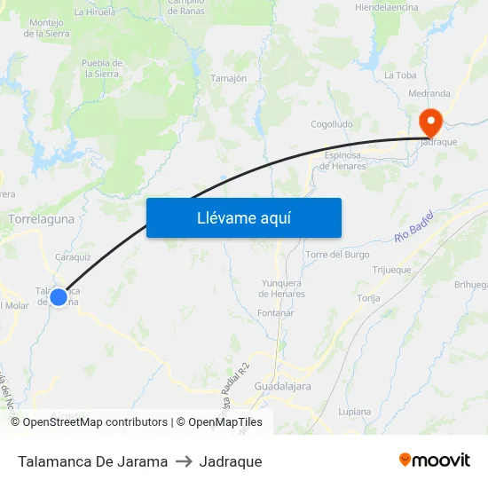 Talamanca De Jarama to Jadraque map
