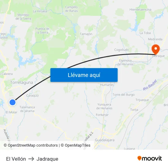 El Vellón to Jadraque map