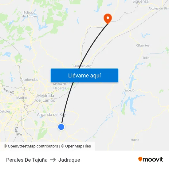 Perales De Tajuña to Jadraque map