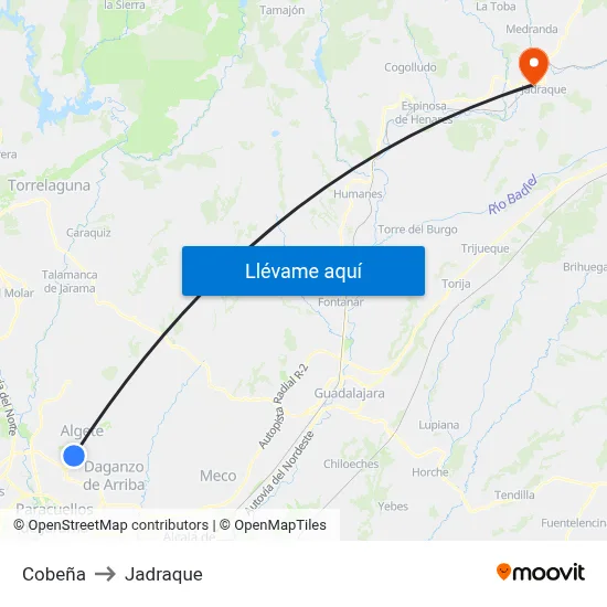 Cobeña to Jadraque map