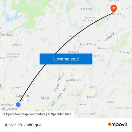Ajalvir to Jadraque map
