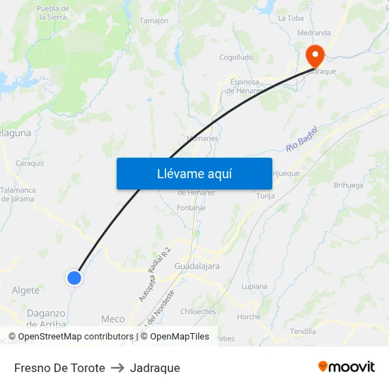 Fresno De Torote to Jadraque map