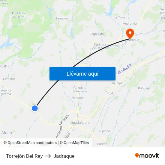 Torrejón Del Rey to Jadraque map